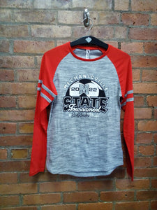 CLEARANCE - Mechanicville Soccer 2022 State Tournament Ladies Long Sleeved Shirt - Size Small