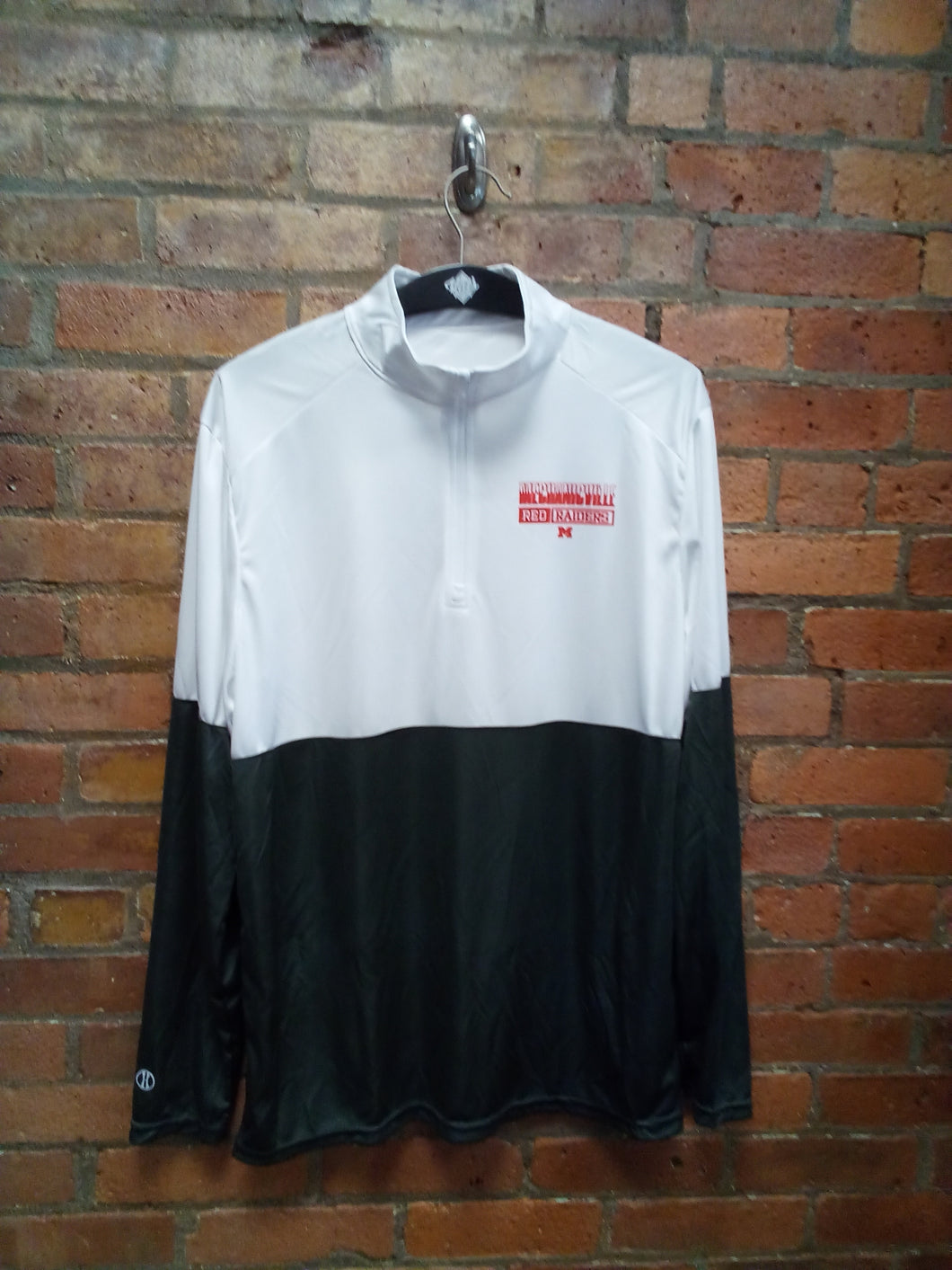 CLEARANCE - Mechanicville Red Raiders Grey and White quarter zip - Size Large