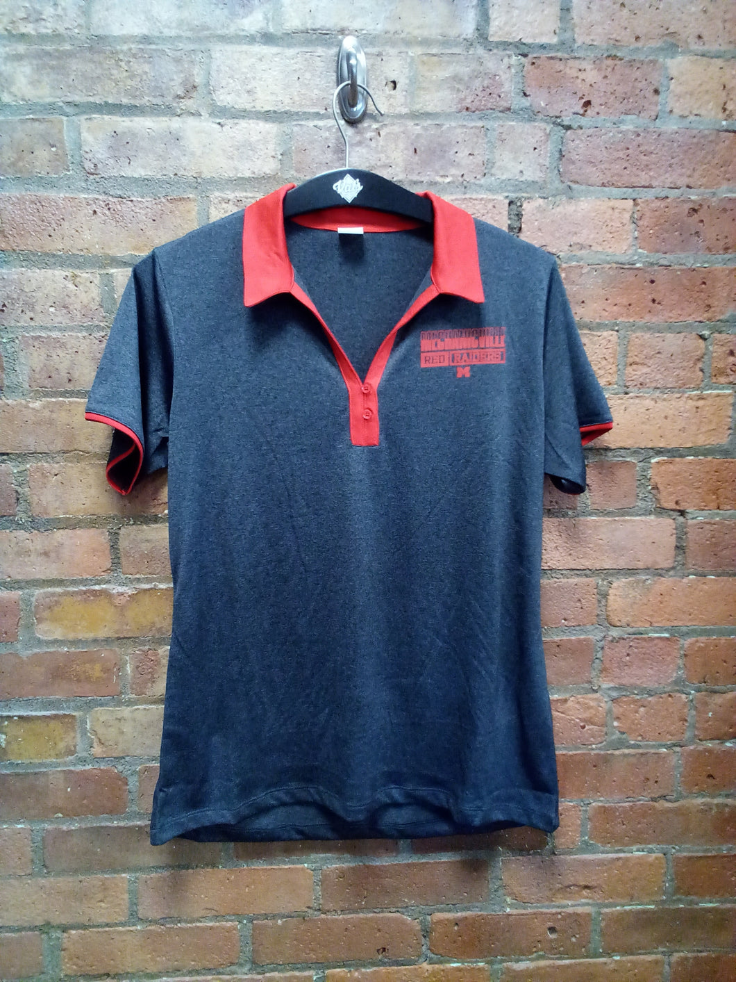 CLEARANCE - Mechanicville Red Raiders, Grey and Red Ladies Polo Shirt - Size Medium