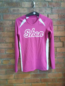 CLEARANCE - Pink Colorblock Shen Long Sleeved Moisture Management Shirt Size Small