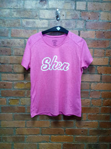 CLEARANCE - Shen Pink Ladies V Neck Short Sleeve Shirt - Size Large